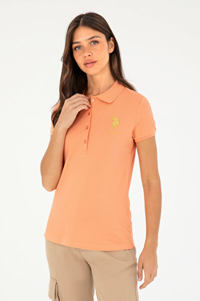 U.S. Polo Assn. Γυναικείο μπλουζάκι με λαιμόκοψη σομόν 50280071-VR047