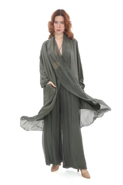 Bohem Stil Ιταλικό Μεταξωτό Λεπτομερές Oversize Καφτάν & Μπλούζα