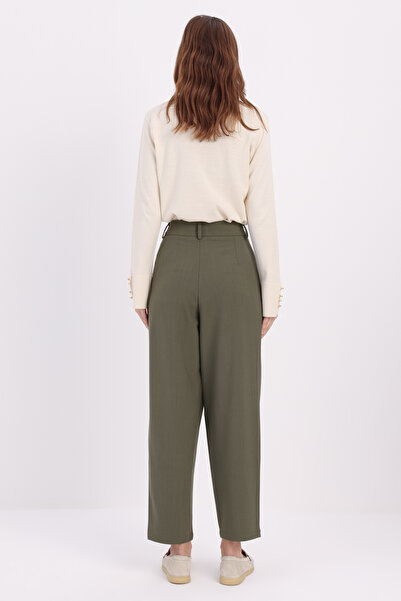 ALLDAY Χακί πλισέ παντελόνι καρότο