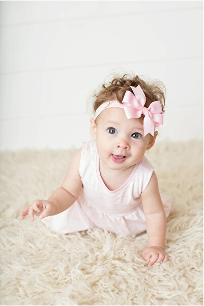 Atılgan Grp Ανοιχτό ροζ Star Ribbon Bow Baby and Kids Bandana 6 μηνών - 5 ετών