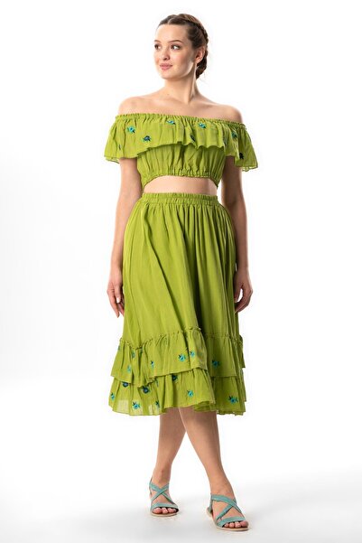 Eliş Şile Bezi Паласкова довга літня спідниця - Lavinya Vual з вишивкою