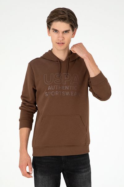 U.S. Polo Assn. سويت شيرت رجالي ذو قصة عادية باللون البني 50293439 -vr029