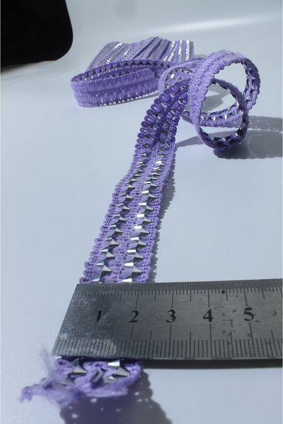 ÖZPAŞ TEKSTİL VE AKSESUAR Shiny Lilac Confetti Strip - 2.5cm, 3 m