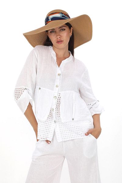 Bohem Stil Italian Fisto Detailed Linen Pant Jacket Set