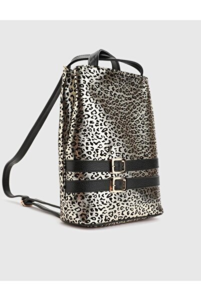 İLVİ Anke Kadın Sırt Çantası Altın Renk Hakiki Baskılı Deri