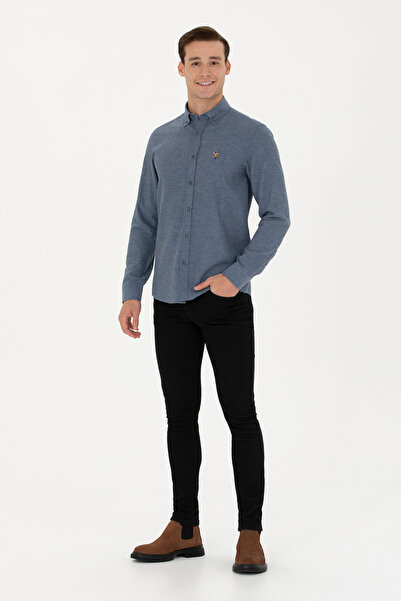 U.S. Polo Assn. Ανδρικό μακρυμάνικο πουκάμισο Indigo Basic - 50271275 -VR028