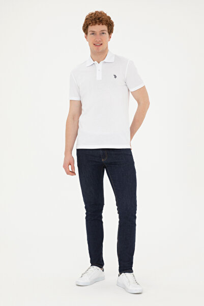 U.S. Polo Assn. Ανδρικό μπλουζάκι με λεπτή εφαρμογή Polo Neck White Basic 50279573-VR013