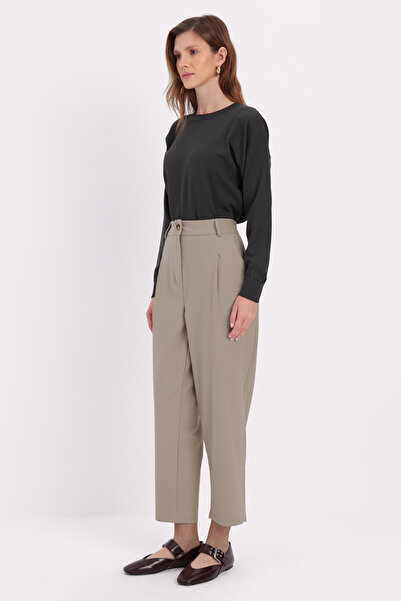 ALLDAY Beige Pleated Carrot Trousers