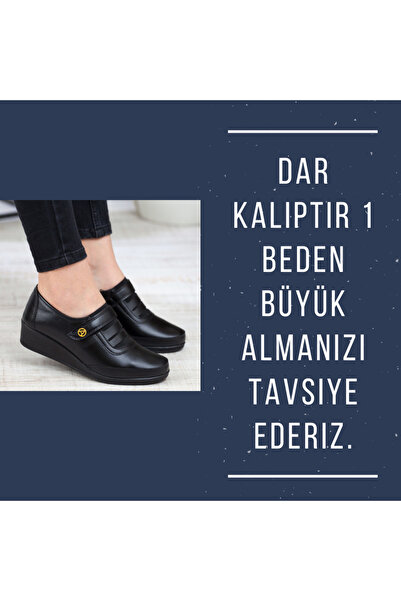 KAOF SHOES Kadın Siyah Klasik Ayakkabı Ortopedik Anne Ayakkabısı Anne Babet Ayakkabı Anne Kadın Günlük Ayakkabı