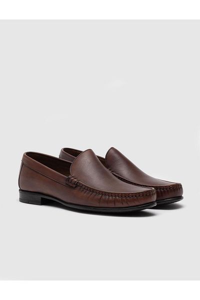 Cabani Genuine Leather Brown Men's Loafer