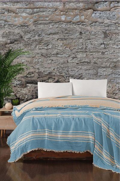 Mulberry Cuvertură de pat dublă Buldan Muslin - Pique 100% Bumbac