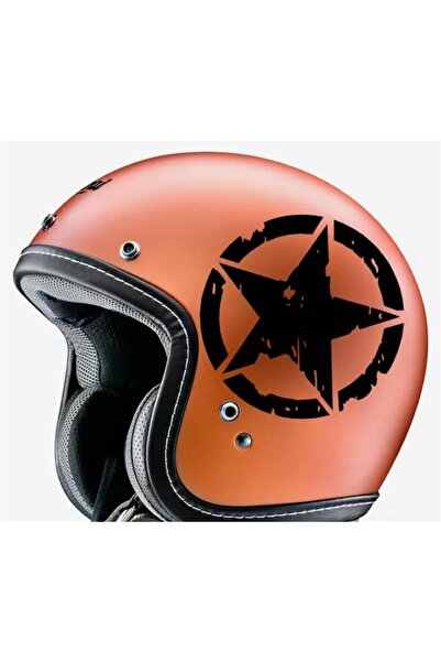 Motiker Kask Renkli Askeri Yıldız Sticker Etiket Modeli