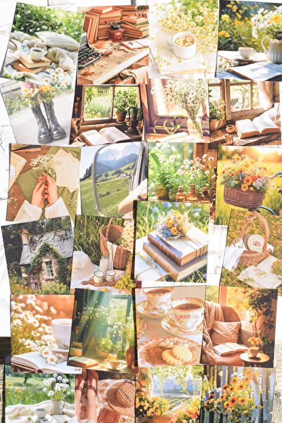 sticker مجموعة ملصقات كوخ جمالية 24 قطعة (4.5 × 5 سم)