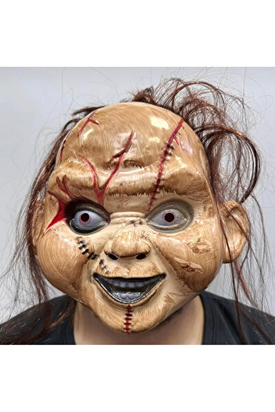 DüşlerÜlkesi Cadılar bayramı çaki kahve rengi saçlı chucky maske