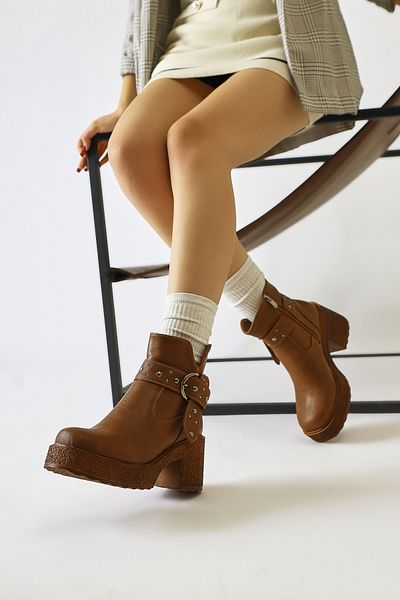 Limoya Γυναικείες μπότες Maylin Brown Studded Belt, Γυναικείο μποτάκι