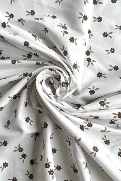 Doray Kumaş Țesătură poplin de bumbac cu model de flori crocante / DRY - 103