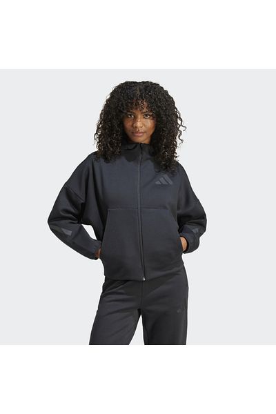 adidas Дамско черно яке с качулка и пълен цип Z.n.e.