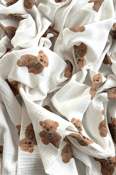 Doray Kumaş Ayıcık Desenli Çift Kat Pamuk Müslin Kumaş / DRY - 111