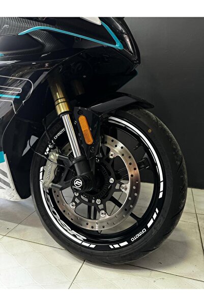 Motiker CFMOTO 450SR Jant Sticker İç Dış Yazılı Etiket Modeli Beyaz