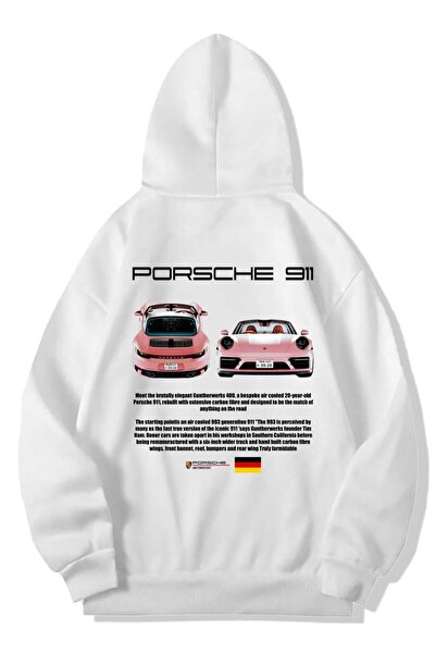 BRZ COLLECTION Hanocă supradimensionată unisex Porsche 911 - albă