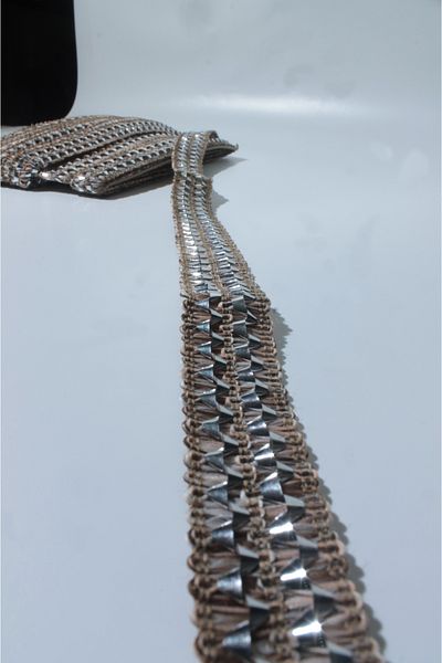 ÖZPAŞ TEKSTİL VE AKSESUAR Brown Strip with Shiny Silver Confetti - 2.5cm, 3 m