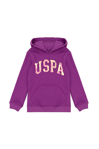 U.S. Polo Assn. سويت شيرت بغطاء للرأس باللون البنفسجي للفتيات 50272615-VR203