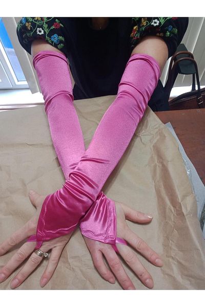 Eren Giyim Satin Lycra Dance & Opera Gloves - (58 CM)