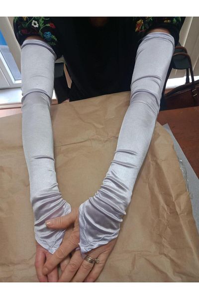 Eren Giyim Dance & Opera Gloves - Satin Lycra, 58 CM