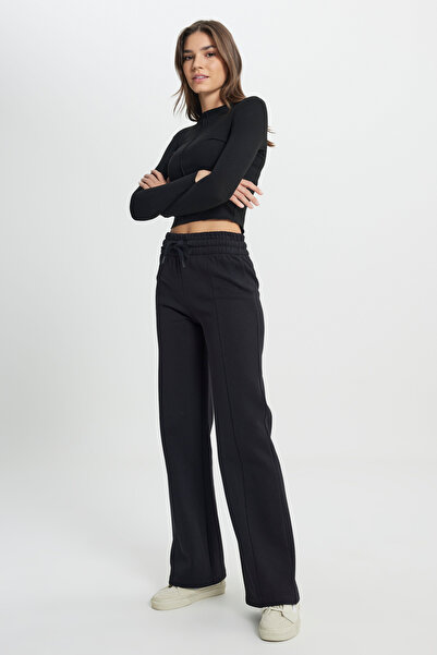 WRANGLER Regular Fit Normal Kesim Geniş Paça Kadın Antrasit Sweatpant Eşofman Altı