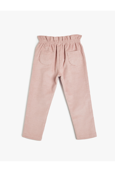 Koton Kadife Pantolon Beli Bağlamalı Cepli Fitilli