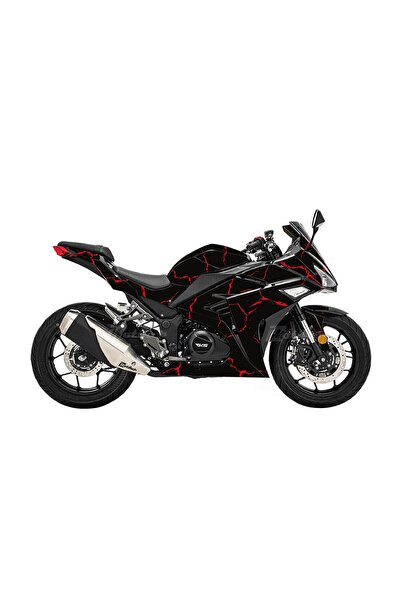Motiker RKS R250 Şimşek Desen Kaplama Motosiklet Sticker Etiket Modeli - Kırmızı
