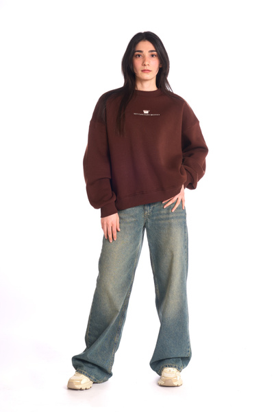 Moide Oversize Nakışlı Unisex Sweatshirt