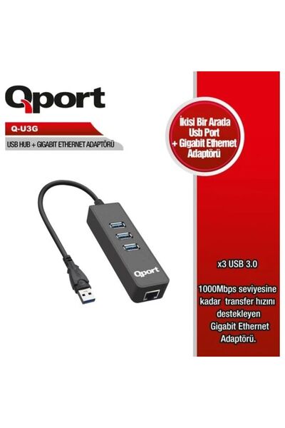 Genel Markalar Q-U3G USB3.0=>Gigabit ethernet+3*USB3.0 hub