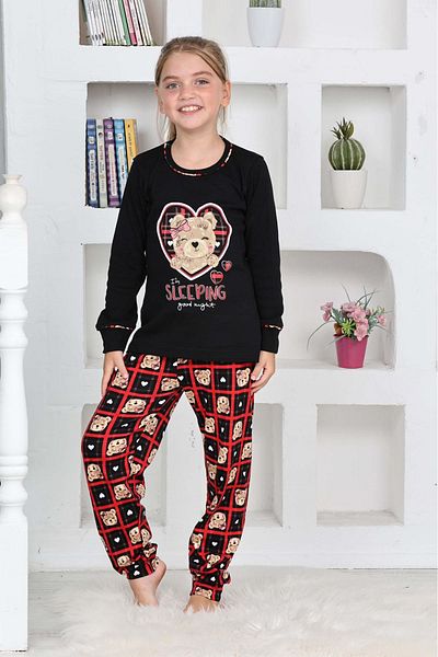 Minigimin Cicileri Set de pijamale My Heart Mini - Ursuleț, negru