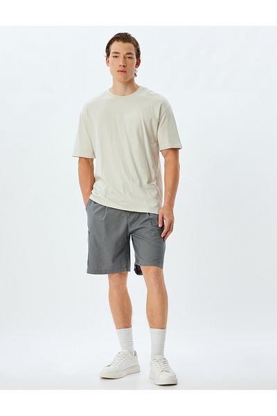 Koton Leinen-Mischung Shorts Sommer Bermuda Chino Tasche Detaillierte