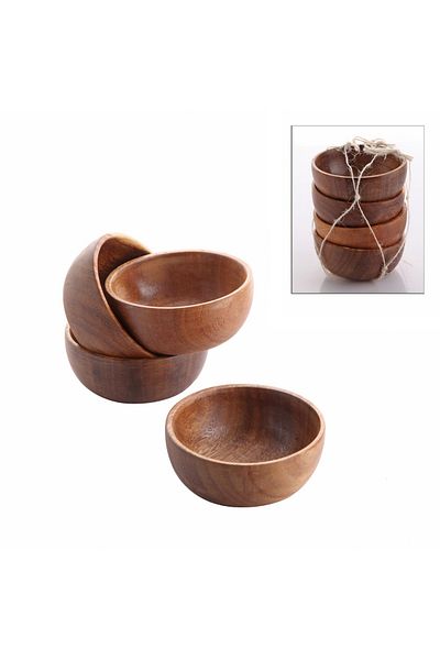 Queen’s Kitchen 4-Piece Acacia Snack Bowl