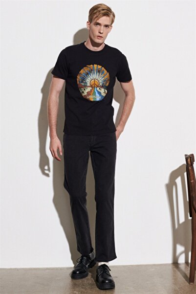 WRANGLER Texas Normal Bel Düz Paça Siyah Erkek Esnek Jean Denim Kot Pantolon