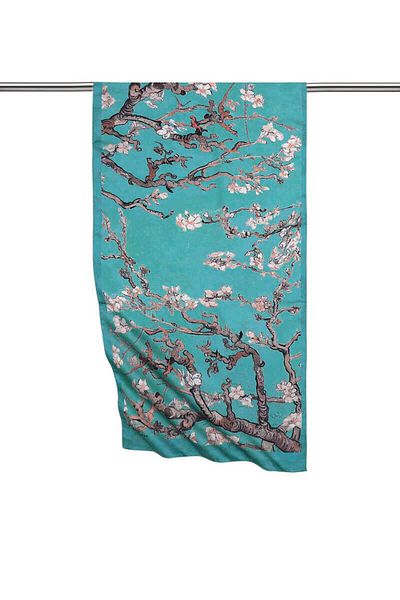 Bursa İpek Almond Blossom Mint Silky Scarf