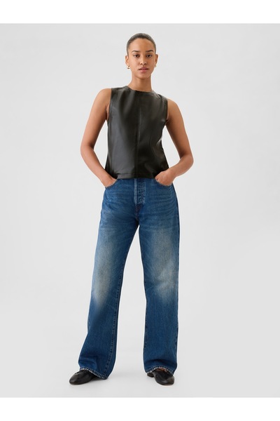 GAP KadınSuni Vegan Deri Halter Yaka Bluz