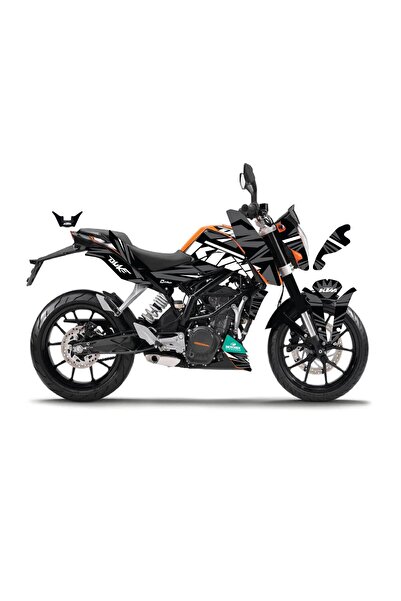 Motiker KTM DUKE 200 Sticker Motosiklet Parçalı Lined Kaplama Modeli Siyah - Gri