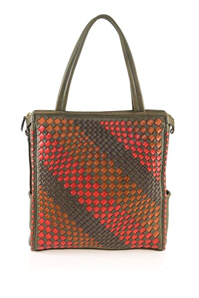 GÖN Hand Made Yeşil-Çok Renkli Kadın Omuz Çantası Geti