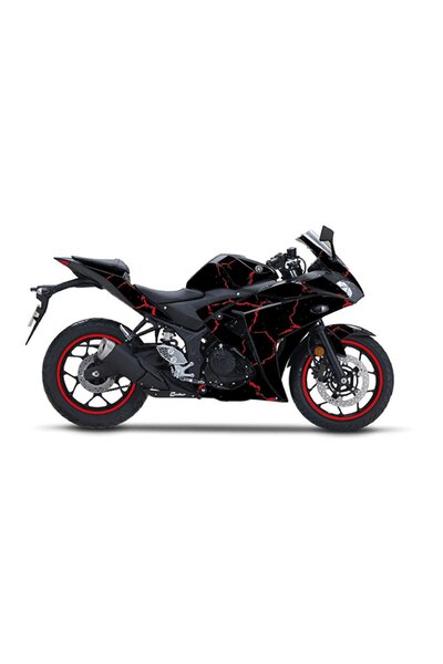 Motiker Yamaha YZF R25 2013 - 2018 Sticker Şimşek Desen Kaplama Sticker Etike...