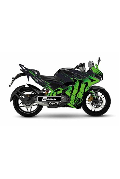 Motiker Bajaj RS200 Monster Sticker Etiket Parçalı Kaplama Modeli Yeşil Kaplama