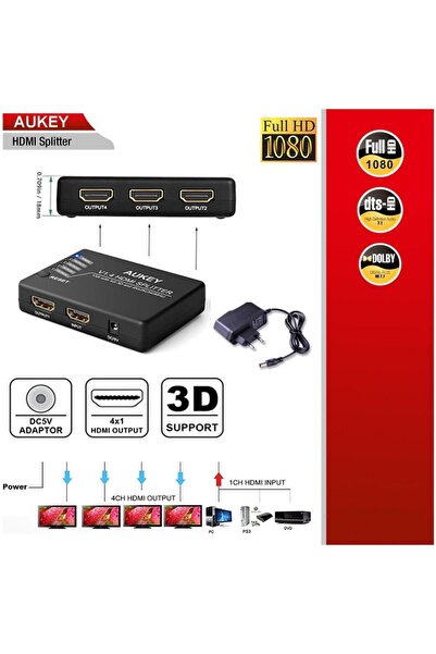 Daytona Aukey Ha-h02 4'lü Hdmı Çoklayıcı,fhd 4k/3d