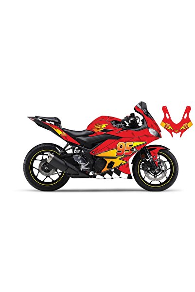 Motiker Yamaha YZF-R25 2019-2024 McQueen Kırmızı Sticker Parçalı Motosiklet K...