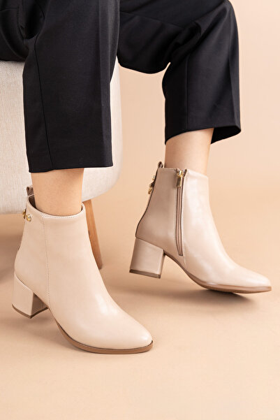 Getcho Reyan Women's Thick Heeled Nut Boots