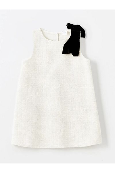 LC Waikiki Lcw Baby Ecru Crew Neck Dobby Sleeveless Baby Girl Dress