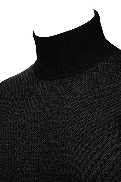 Çizgi Triko Men's Striped Knitwear Fisherman Sweater - Patterned Sleeve and Waist Elastic, Steel Knit, Regular Fit-5013E