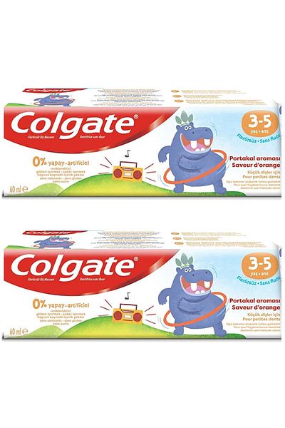 Colgate 3-5 Years Old Orange Flavored Fluoride-Free Children's Toothpaste 60 ml 2 Pieces