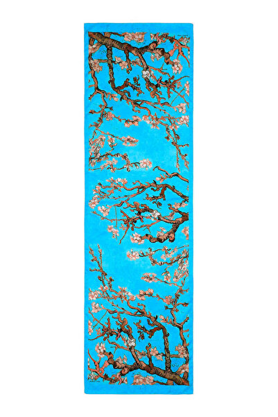 Bursa İpek Eșarfă mătăsoasă cu flori de migdale albastre